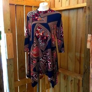 NWT Honeyme Dress/Navy Plus/Handkerchief Hem M